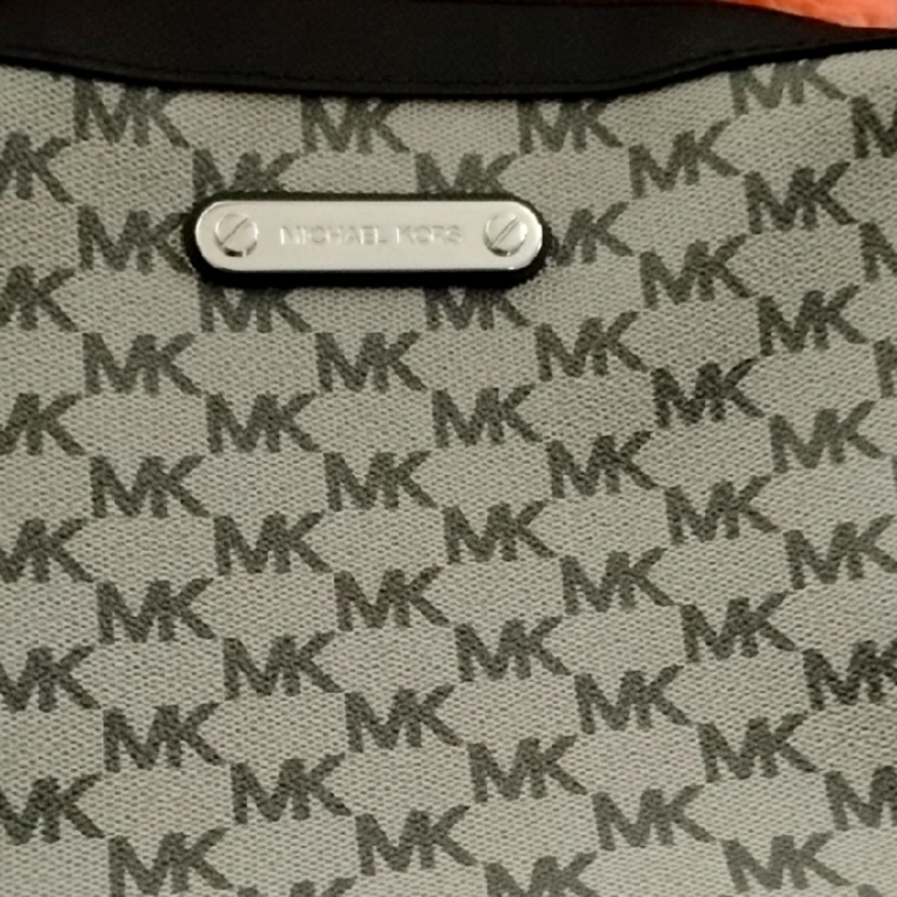 Michael Kors Black and Gray MK Patterned Tote